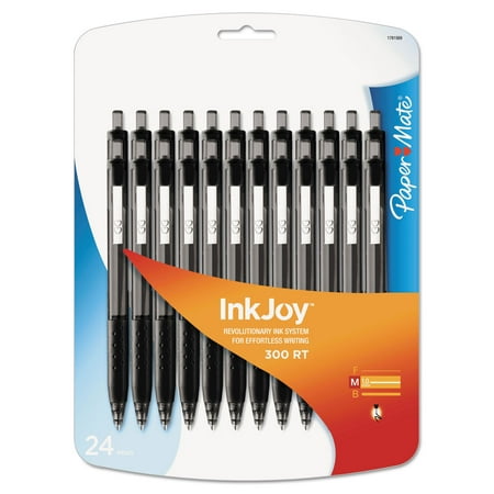 UPC: 0071641029651 | Paper Mate InkJoy 300RT Ballpoint Pen 1mm Black Ink 24/Pack 1781569