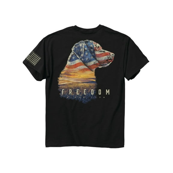 Freedom Since 1776 American Flag Lab Black Graphic T-Shirt - Medium
