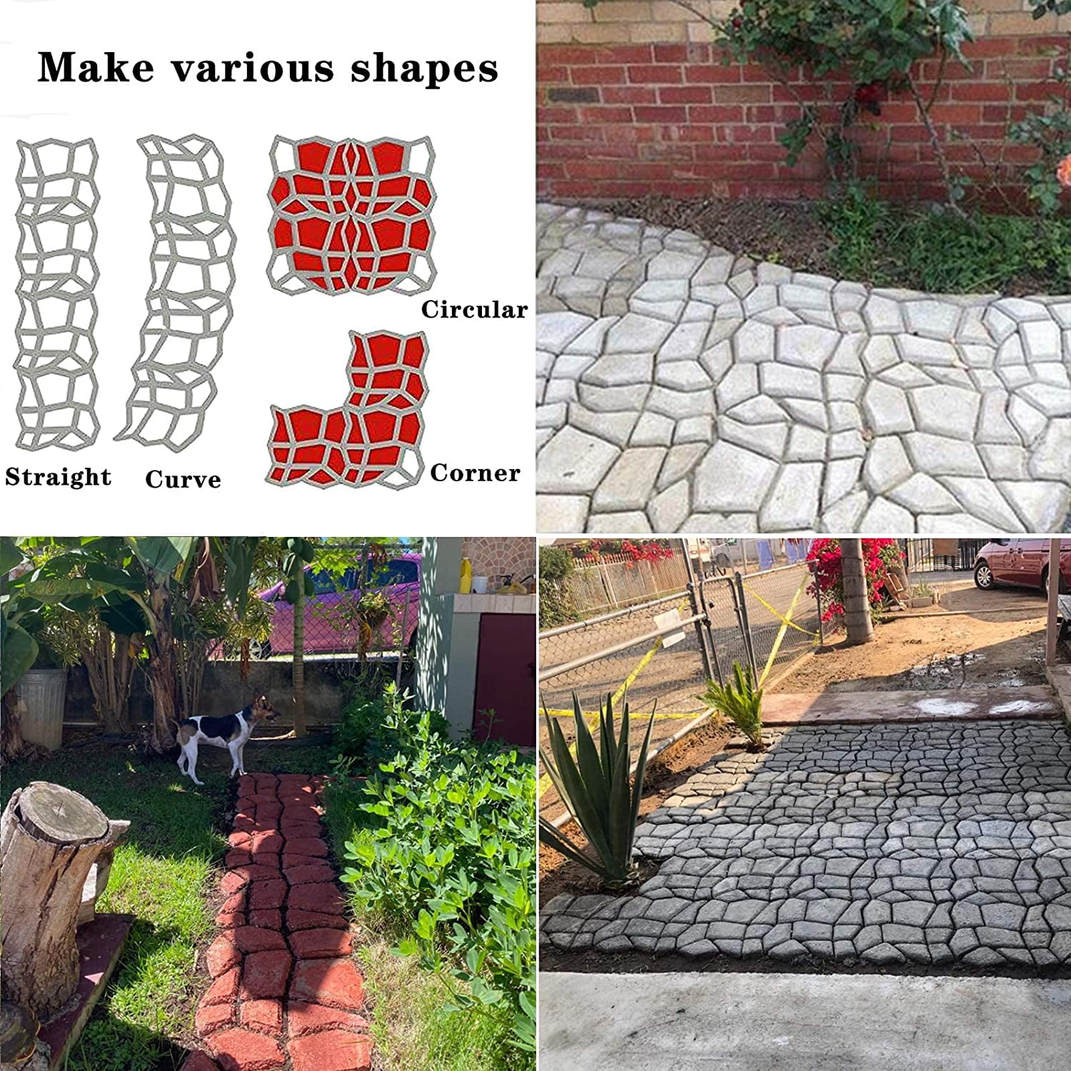 Pathmate Stone Moldings Paving Pavement Concrete Molding Stepping Stone Paver Walk Way 4 packs 12.9 x 12.9 x 1.4inch Walk Path Maker 