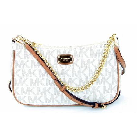 Small Pouchette - Michael Kors Jet Set Item Convertible Pouchette Crossbody Bag Purse Handbag (Vanilla/Acorn)