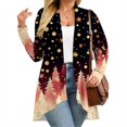 thumbnail image 6 of Women's Fall and Winter Fashion Casual Print Long Sleeve Mid-Length Cardigan Jacket, Christmas Theme for Holiday Season,Khaki,3XL, 6 of 6