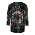 thumbnail image 5 of Cagogo Womens Loose Fit Shirts Summer Tops Under $5 Aztec Western 3/4 Sleeve Vintage Crew Neck Ethnic Style Tee Shirts Business Work Green Tees Clothes Mother Day Gifts, 5 of 5