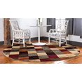 thumbnail image 3 of Unique Loom Barista Collection Modern Checkered Contemporary Rug_COF001, 8' Round, Multi/Beige, 3 of 5