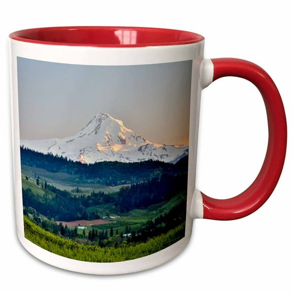 3drose, Usa, Oregon, Columbia River Gorge, Mt. Hood Landscape, 11oz Two-tone Red Mug