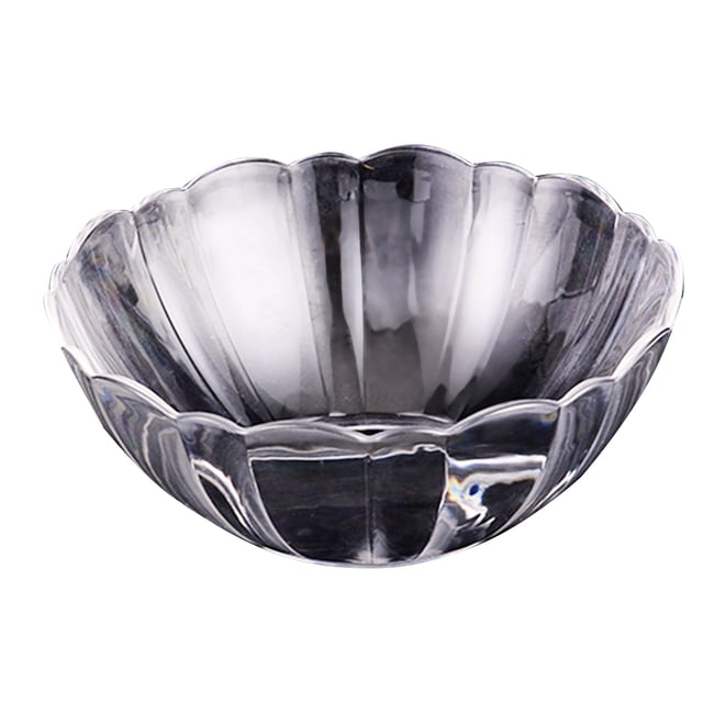Transparent Lotus Shape Fruit Salad Bowl Plastic Dessert Bowls Vegetable Seasoning Container for Restaurant Home