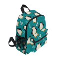 thumbnail image 2 of FORMRS School Backpack with Front Zippered Pocket 12" Student Travel Daypack, Green Cartoon Penguin Pattern, 2 of 6