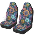 thumbnail image 4 of Uorisanigo Hippie Flower Car Seat Covers Elastic Fabrics Waterproof Car Seat Cover Easy to Install Auto Interior Accessories 2 Pcs Set for SUV, Vans,Sedan,Truck, 4 of 7
