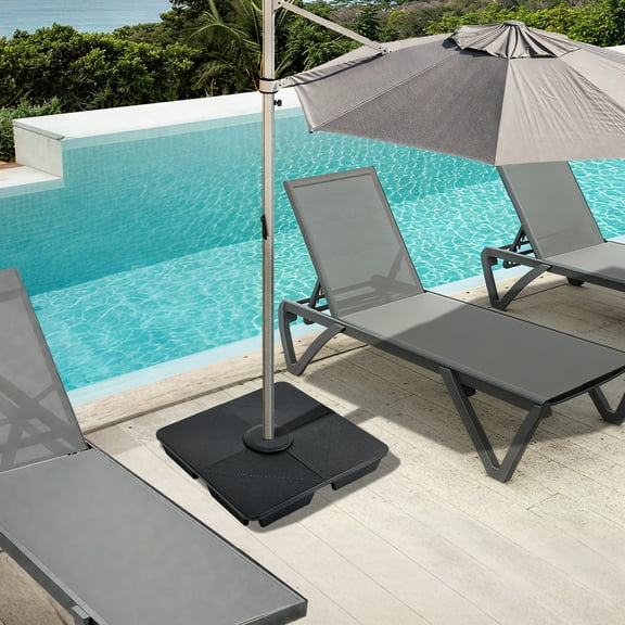 BPS 4-Piece Patio Umbrella Base Stand, Sand-Filled Outdoor Offset Cantilever Umbrella Weight Base, Black