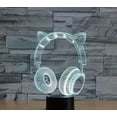 thumbnail image 5 of YSTIAN 3D Cat Ear Earphone Remote Control 16 Color Night Lights Illusion Acrylic LED Table Bedside Lamp Children Bedroom Desk Decor Birthday Gifts Toy for Kids, 5 of 8