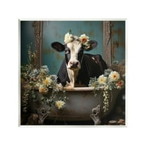 Stupell Industries Vintage Cow in Bathtub Animals & Insects Painting Unframed Art Print Wall Art, 12 x 12
