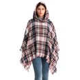thumbnail image 4 of Chal con capucha a cuadros para mujer, manta, poncho, sudadera con capucha, chal con borlas, 4 of 6