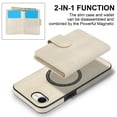 thumbnail image 2 of for iPhone 16e Case, Compatible with MagSafe, Detachable Magnetic Wallet Case with PU Leather Kickstand Card Slots Shockproof Protection 2 In 1 Function Case for iPhone 16e, White, 2 of 6