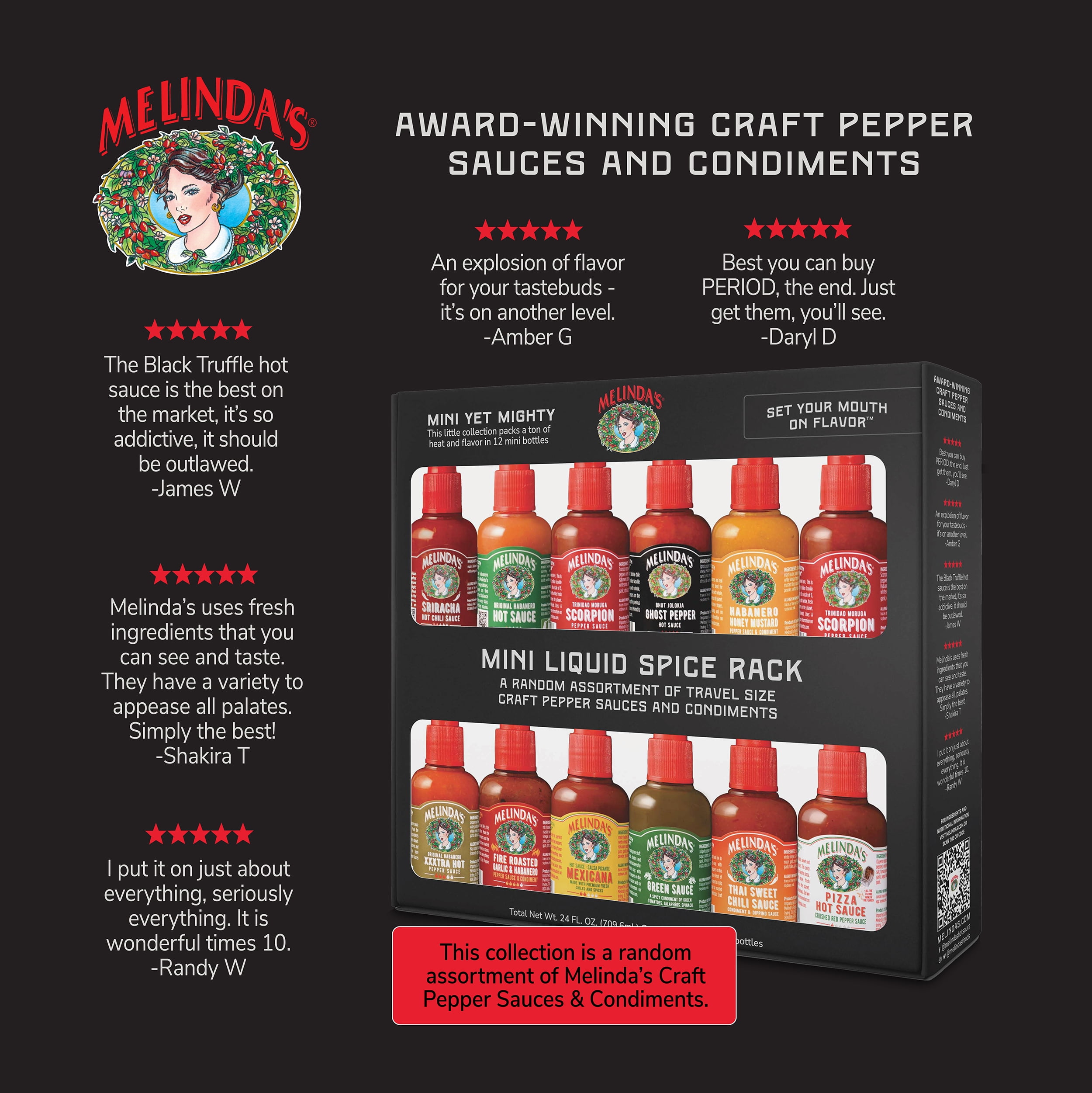 Melinda's Mini Liquid Spice Rack 12ct, Rotating Spice Rack with Filled Jars, Space-Saving Kitchen Counter Organizer