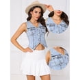 thumbnail image 2 of DARING DIVA Women's Sleeveless V Neck Button Down Cropped Denim Vest XS Light Blue, 2 of 6