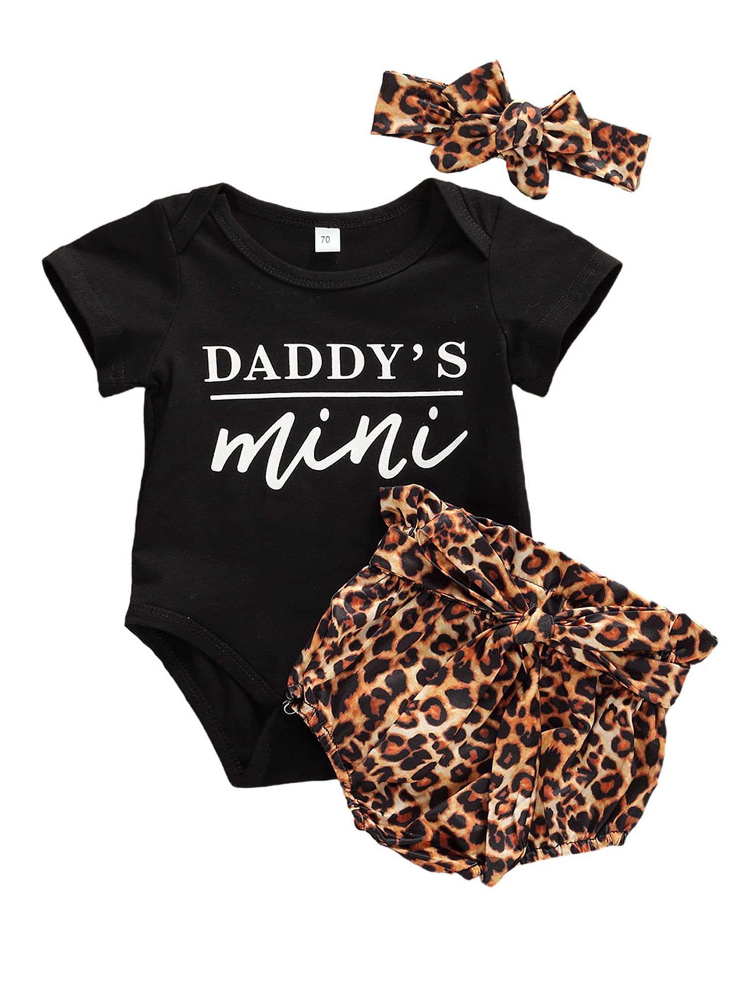 3Pcs Newborn Kids Outfits Baby Girl Romper Bodysuit+Shorts+Headband Clothes Set 