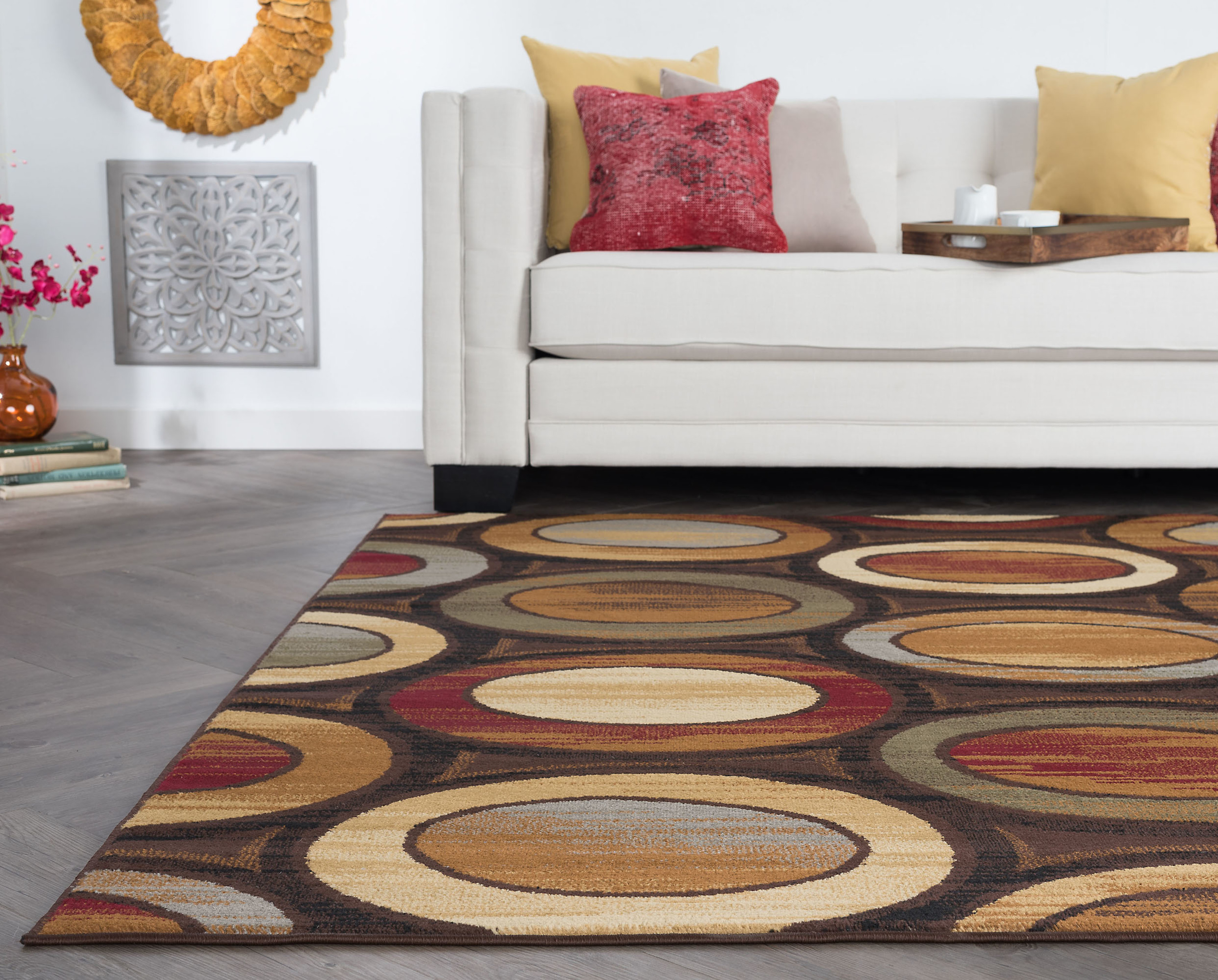 Contemporary 9x13 Area Rug (8'9'' x 12'3'') Geometric Multi-Color Living Room Easy to Clean