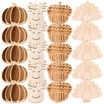 UPKOCH 20pcs Turkey Shape Wood Cutouts Khaki Wood Cutouts Unfinished for Thanksgiving
