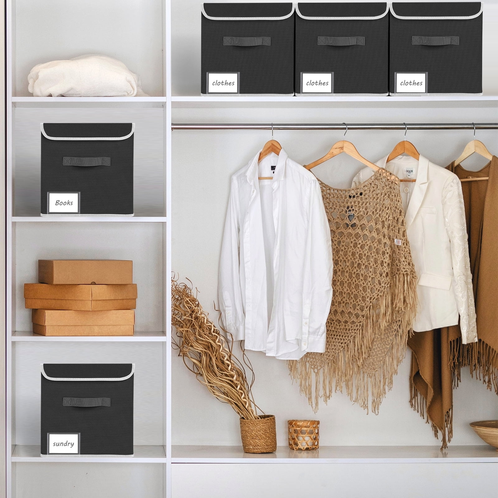 Homsorout Closet Bins, Fabric Baskets Bins for Organization, Trapezoid  Storage Bins, Foldable Storage Boxes, Linen Closet Organizers for Living  Room