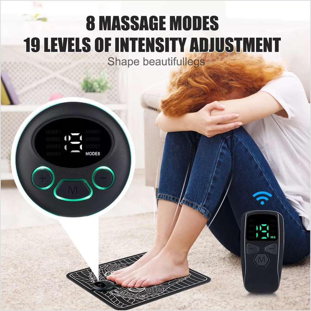 19 Level LCD Electric Foot Massager Pad Blood Circulation Muscle Stimulator USB