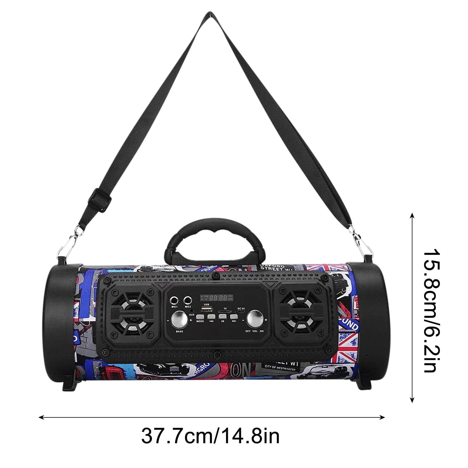 LACKUST Bluetooth Speakers, 15W Outdoor Portable Bluetooth Speaker Subwoofer LED Light MultiFunction Card Microphone Sound With Subwoofer, FM Radio,Red