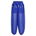 thumbnail image 5 of YONGHS Women's Belly Dance Costume Coins Side Split Lantern Harem Pants Arabic Halloween Trousers Royal Blue One Size, 5 of 7