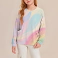 thumbnail image 2 of Ruyang Girls Rainbow Shirts Kids Tie Dye Long Sleeve Basic Layer T-Shirts Winter Crewneck Pullover Sweatshirts Pockets, 2 of 4