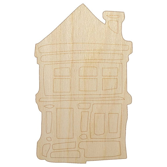 Small Cute Two Story House Home Wood Shape Unfinished Piece Cutout Craft DIY Projects - 4.70 Inch Size - 1/8 Inch Thick