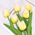 thumbnail image 2 of 5 Heads Artificial Tulips Flowers PU Real Touch Arrangement Bouquet for Home Room Office Party Wedding Home Decoration Table Decor,Excellent Gift Idea for Mothers Day, 2 of 6