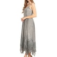 thumbnail image 4 of Sakkas Rayon Embroidered Stonewashed Adjustable Spaghetti Straps Long Dress - Grey - 1X/2X, 4 of 5