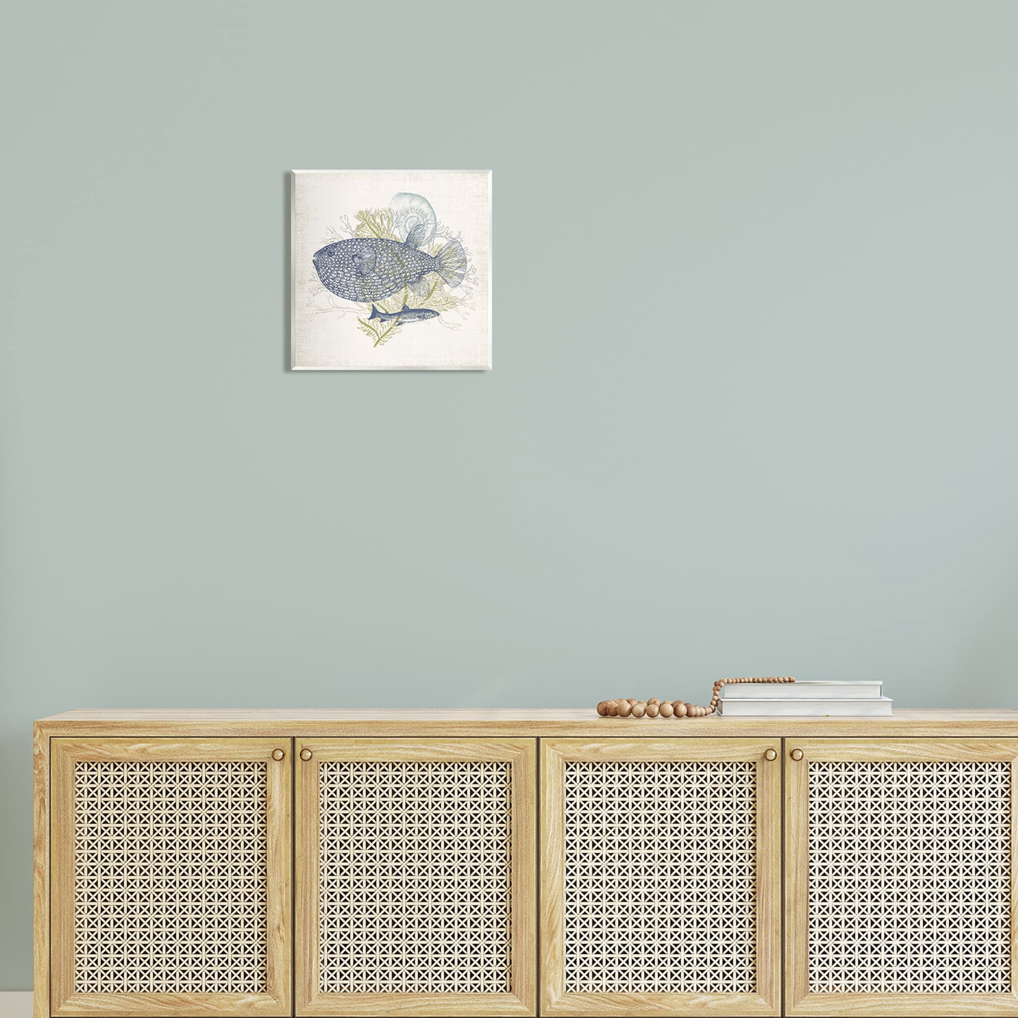 Stupell Industries Aquatic Sea Life Rustic Seashell Layered Fish Graphic Art Unframed Art Print Wall Art, Design by Victoria Barnes