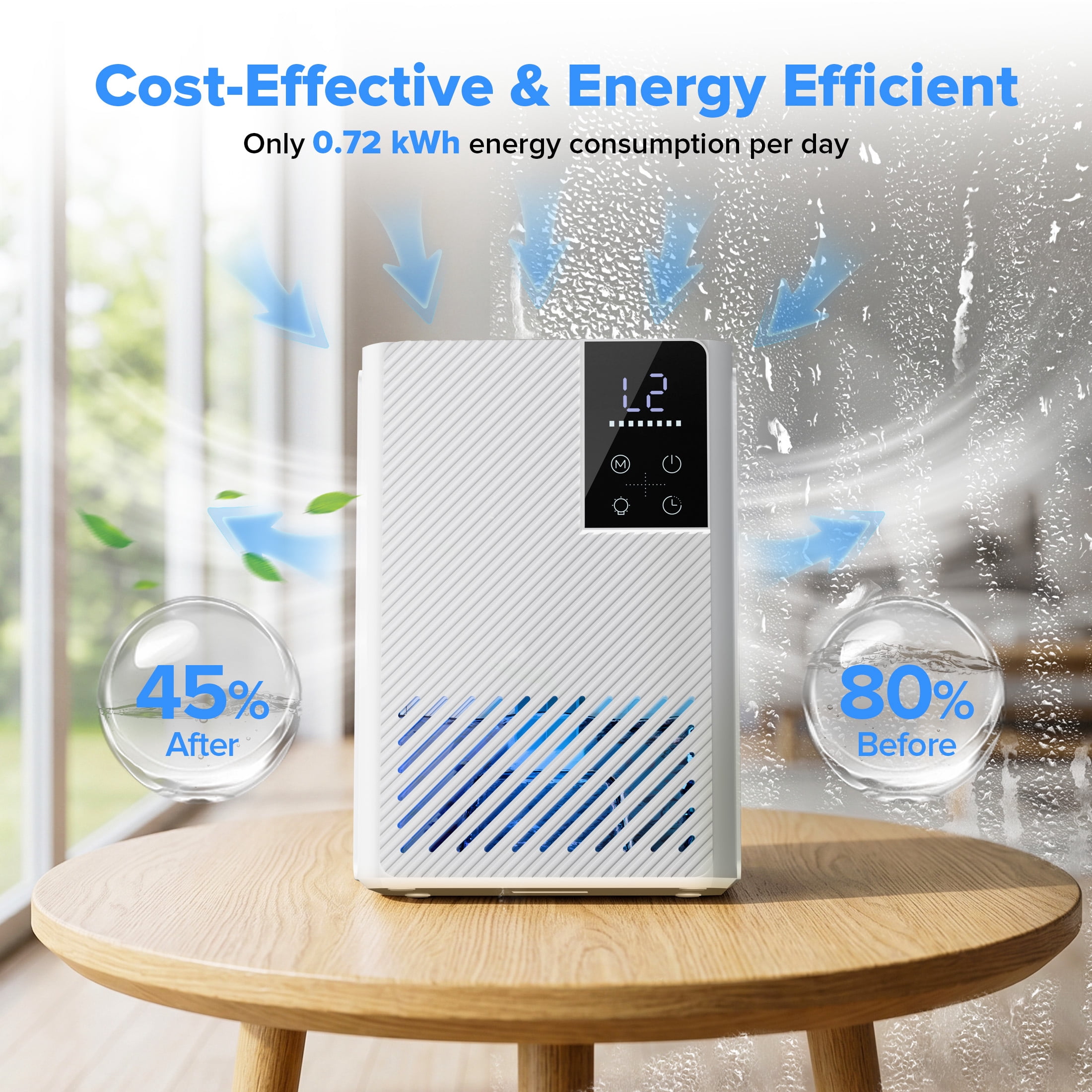 KISSAIR Dehumidifier for Home, 67oz Large Tank, Quiet Sleep Mode, 24H Timer, Auto Shut Off, 7 Color LED Light for Bedroom Bathroom Basement
