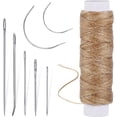 thumbnail image 1 of 55Yards Waxed Thread with 7 Pcs Leather Needles for Hand Sewing 150D Flat Sewing Waxed Thread Leather Repair Needles for Sewing Upholstery Leather Canvas Bags Sofa Furniture(Khaki), 1 of 5