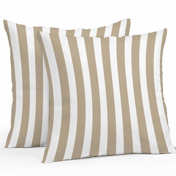 Throw Pillow Covers 26x26 Inch Set of 2, Beige Striped Waterproof Outdoor Pillow Covers, Modern Farmhouse Beige White Stripes Decorative Cushion Pillowcases for Couch, Sofa, Bed, Garden, Patio