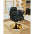 thumbnail image 5 of Baasha Professional Gold Salon Chair, Sleek and Modern Styling Chair with Comfort Sponge Filler, Adjustable Height, and Heavy-Duty Base, Weight Capacity Up to 330 lbs - All Black, 5 of 8