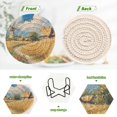 thumbnail image 4 of Qxltty Ukrainian Landscape Drink Coasters with Holder 6pcs Handmade Woven Simple Vintage Saucer Set, 4 of 7