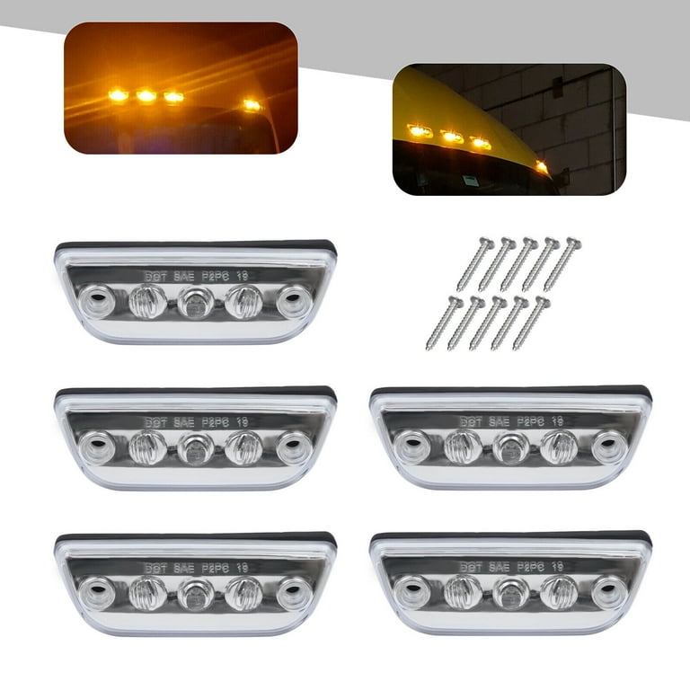 5x Clear Amber LED Roof Clearance Marker Lamps For Kenworth T680 Peterbilt 579 - Foto 7