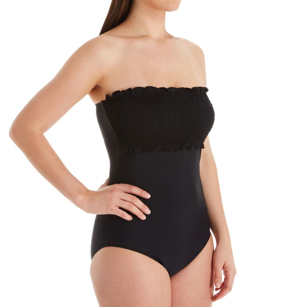 black strapless swimsuit one piece