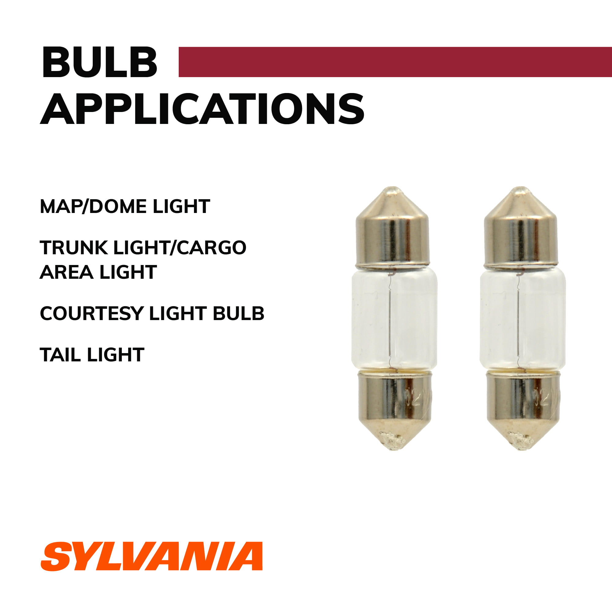 Trunk Bulb Cargo and License Plate DE3175 Long Life Miniature Contains 1 Bulb Ideal for Interior Lighting SYLVANIA 
