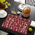 thumbnail image 3 of Red Christmas Tree Pattern Summer Placemats Table Placemats Set Of 6-Linen Kitchen Washable Placemats Table Mats 11.8"x17.7" Non-Slip Heat Resistant, 3 of 5
