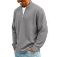 thumbnail image 4 of Domuza Mens Waffle Sweatshirt Stand Collar Casual 1/4 Zipper Pullover Top Spring Fall Loose Fit Stylish Ribbed Long Sleeve Sweatshirts Gray XL, 4 of 4
