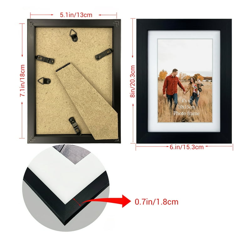 4 Pack 4x6 Picture Frame with Mat, Matted to 4 x 6 inch Photo for Wall or Tabletop Decor, Black