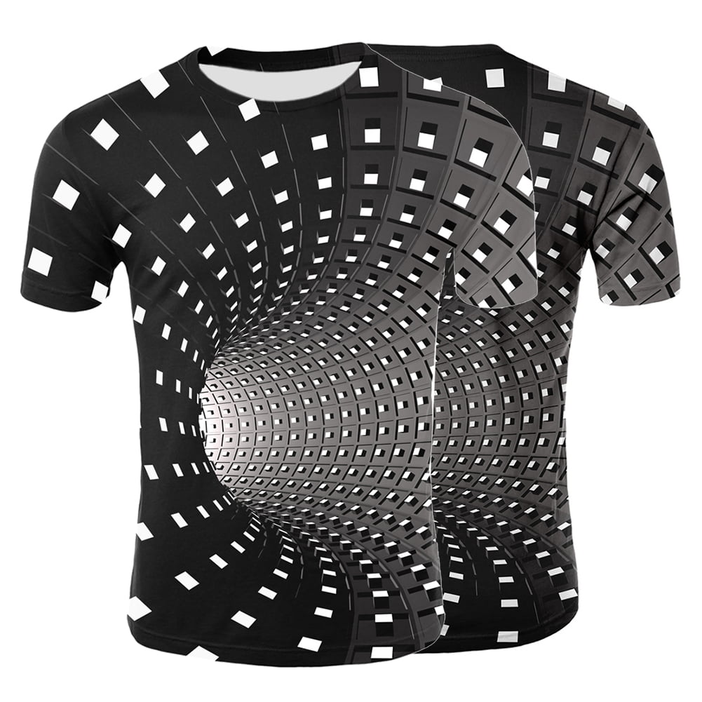 T Shirts for Men Vortex Print Tees Short Sleeve Crew Neck Polo Shirts Creative Pullover Casual Tops 