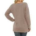 thumbnail image 4 of MOSHU V Neck Sweaters for Women Fall Lightweight Knit Pullover Sweater Side Slits Tops, 4 of 9