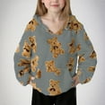 thumbnail image 2 of Atogsazn Kids Girls Fuzzy Hoodie Childrens Cute Bear Long Sleeve Fleece Jacket Thick Warm Winter Tops Clothing 04-Gray 8-9Years Fashion, 2 of 5