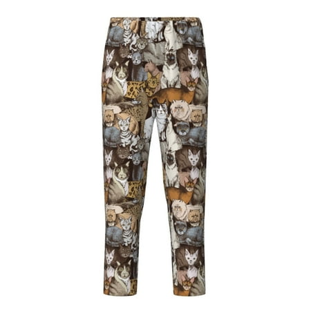 Fuzoiu Cut Cats Print Teenagers Pajama Pants Lounge Pants with 2 Pockets Elastic Waist Kids Sleep Bottoms Comfy Sleepwear PJ Bottoms for Kids-Large