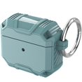 thumbnail image 2 of For Apple AirPods 2 & 1 Heavy Duty Tuff Hybrid 2 in 1 Shockproof Full Protective Case Hard PC Rubber TPU Cover with Carabiner Cover ,Xpm Phone Case [Teal Mint], 2 of 6