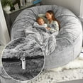 thumbnail image 4 of SHANNA Bean Bag Chair Cover Big Round Soft Fluffy Velvet Lazy Sofa Bed Cover (Cover only,No Filler),6ft, Black, 4 of 13