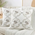 thumbnail image 6 of Home Soft Things Embroidery Canvas Throw Pillow Cover Pillow Case 2 Piece Set - Rose - Taupe - 26" x 26" EURO, 6 of 7