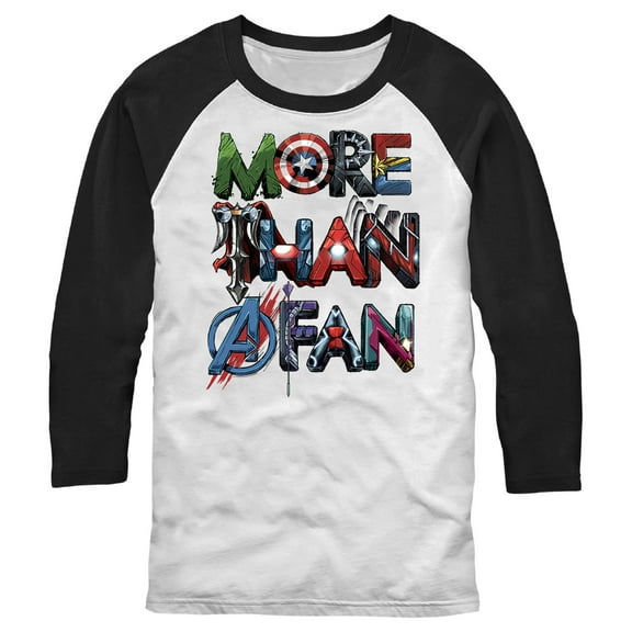 Men's Marvel More Than a Fan Font  Baseball Graphic Tee White/Black X Large