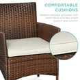 thumbnail image 5 of Best Choice Products 3-Piece Outdoor Wicker Conversation Patio Bistro Set, w/ 2 Chairs, Table - Brown/White Sand, 5 of 8
